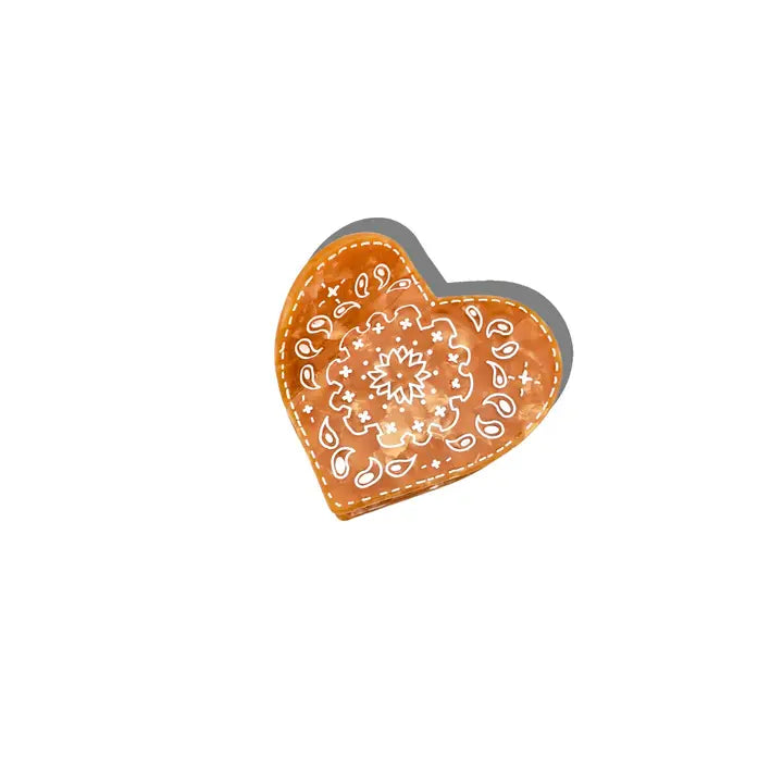 Paisley Heart Clip - Brown