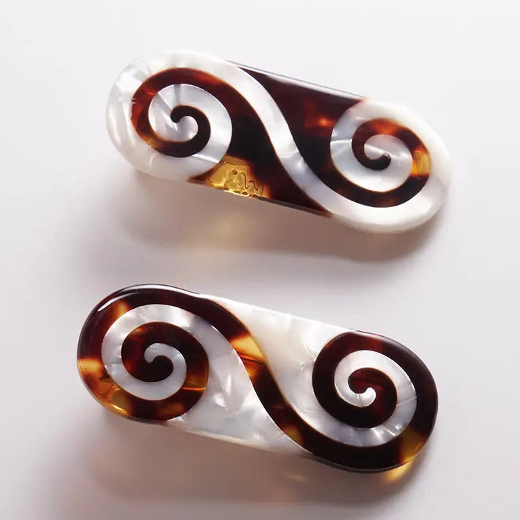 Winding Path Clip Set - Tortoise Acetate Alligator Hair Clips