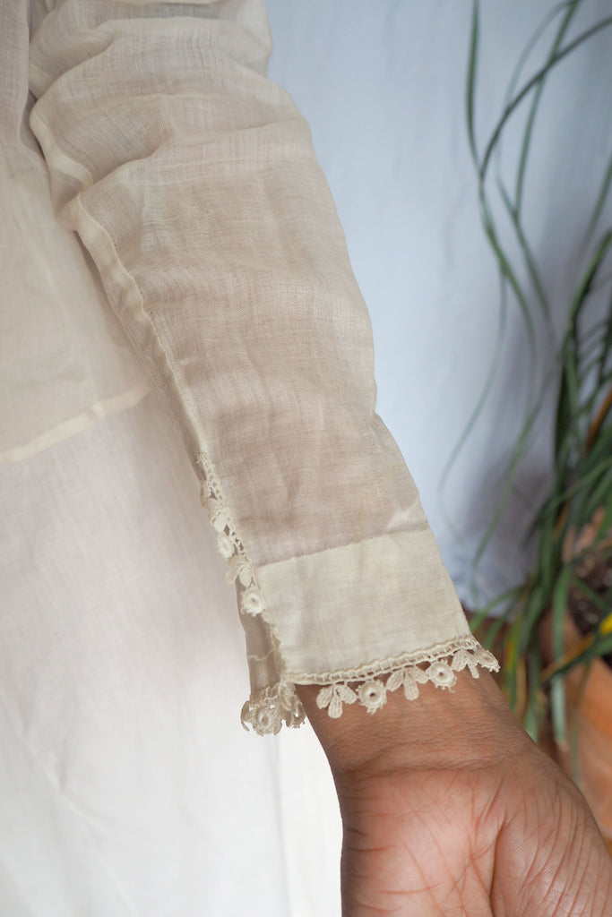 Victorian Sheer Long Sleeve Blouse w/ High Collar