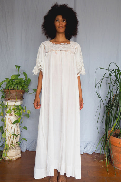 Victorian Hand Stitched Lace Cotton Long Nightgown – Blue Dream New Orleans