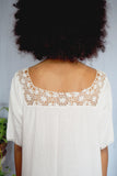 Victorian Open Hand Knit Flower Lace Cotton Long Nightgown