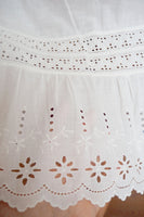 Victorian Eyelet Lace Cotton Midi Nightgown w/ Chain Knit Straps