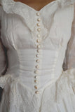 Victorian White Cotton Romantic 3/4 Sleeve Wedding Dress
